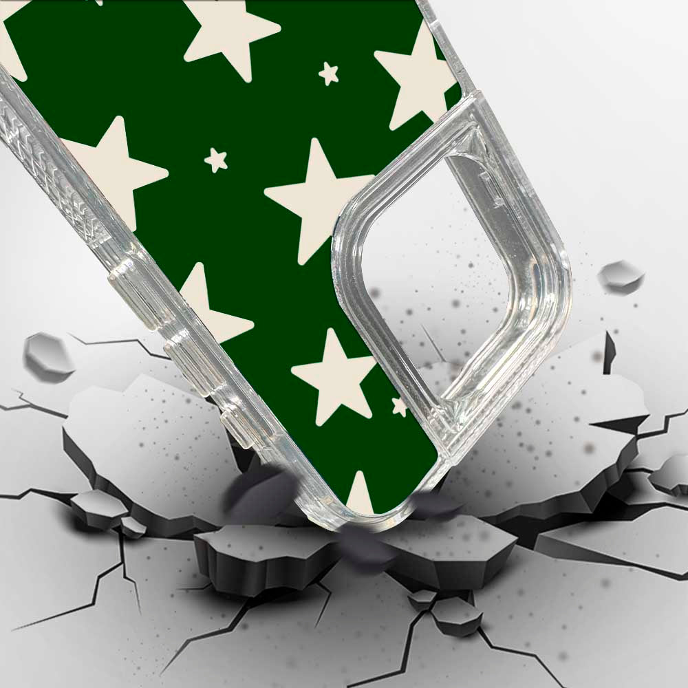 Stars Case - Green & Beige