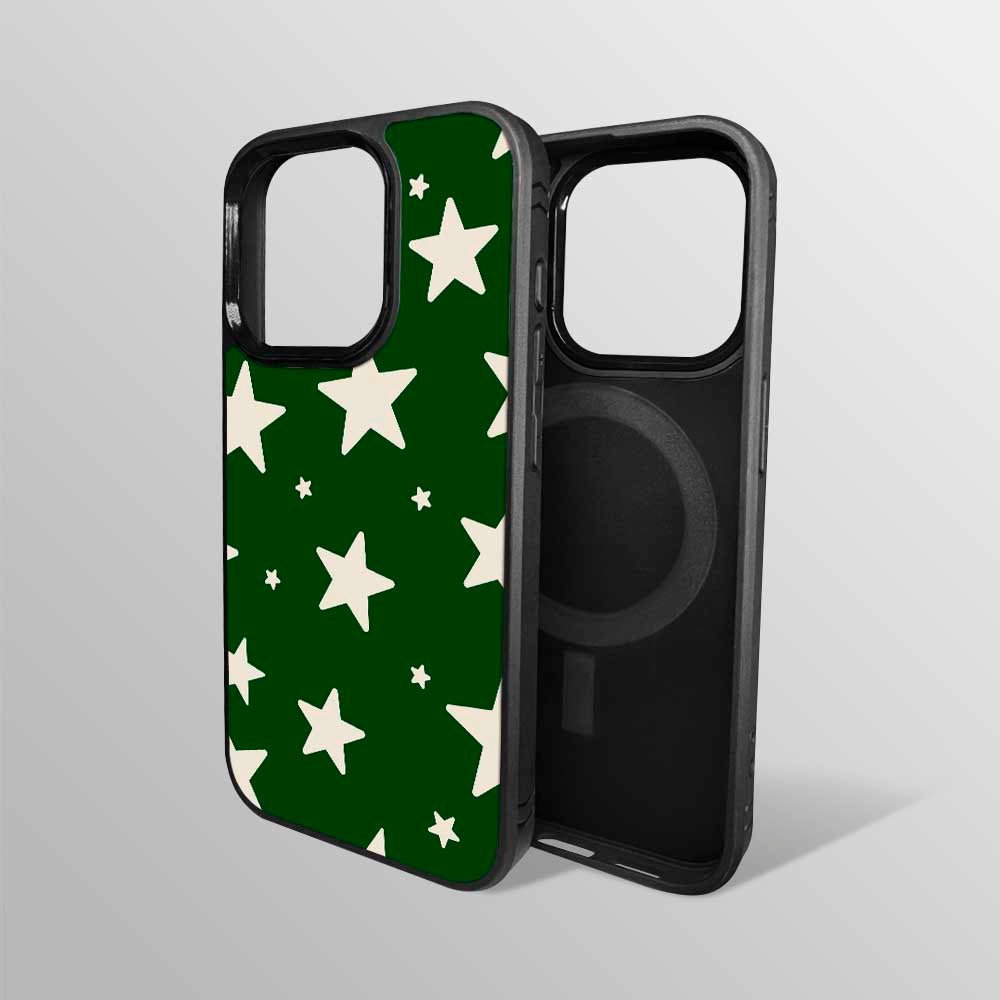 Stars Case - Green & Beige