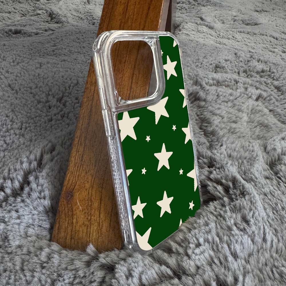 Stars Case - Green & Beige