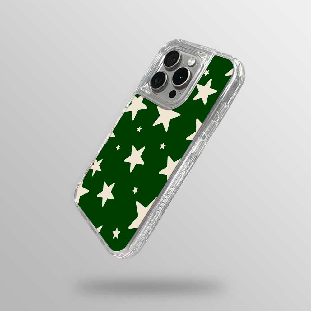 Stars Case - Green & Beige