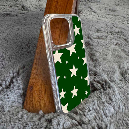 Stars Case - Green & Beige